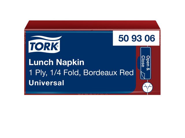 Servett TORK Lunch 1-lags vinröd 500/fp
